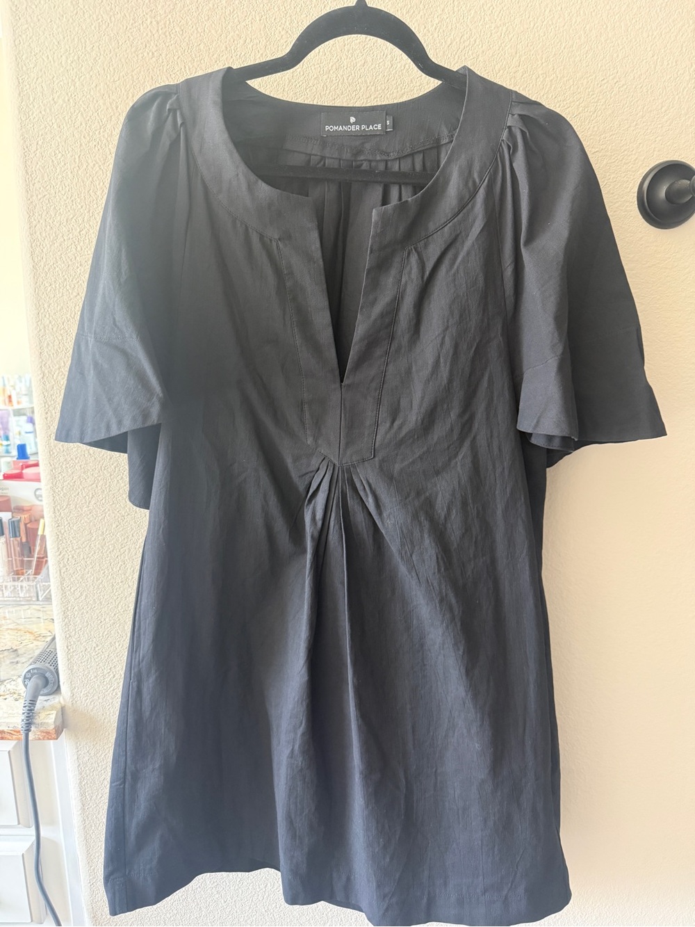 Tuckernuck POMANDER PLACE Black Finley Flutter sleeve Dress Minimalist Luxury